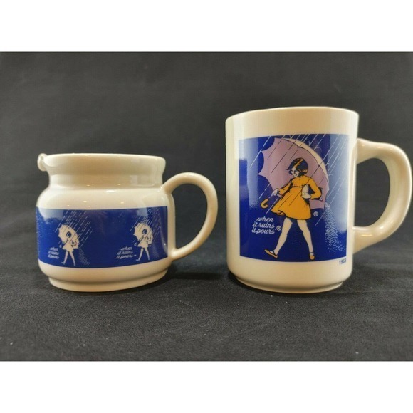 Morton Salt Other - Salt Morton Coffee Mug‎ Rains Pours Girl Cup and Creamer 1968 Vintage Japan